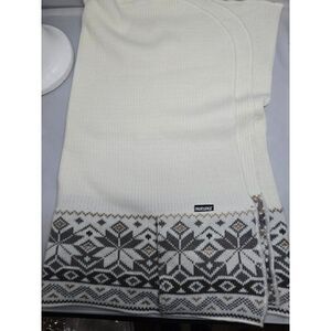 Muk Luks Womens Nordic Knit Scarf Cream/Brown Winter Warm Soft Stylish boho